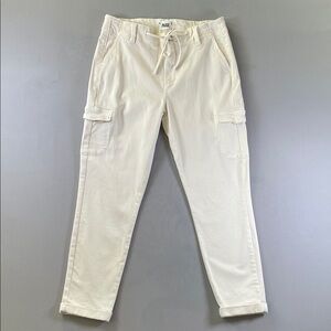 PAIGE Christy Oyster White High Rise Cargo Rolled Cuff Ankle Jeans | Size 29